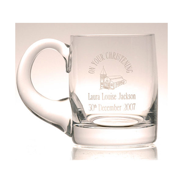 Engraved Glass Baby Cup Tankard
