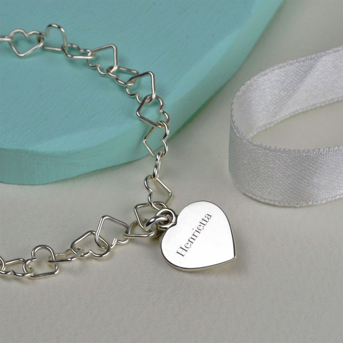 Solid Silver Linked Heart Bracelet by Tales From The Earth