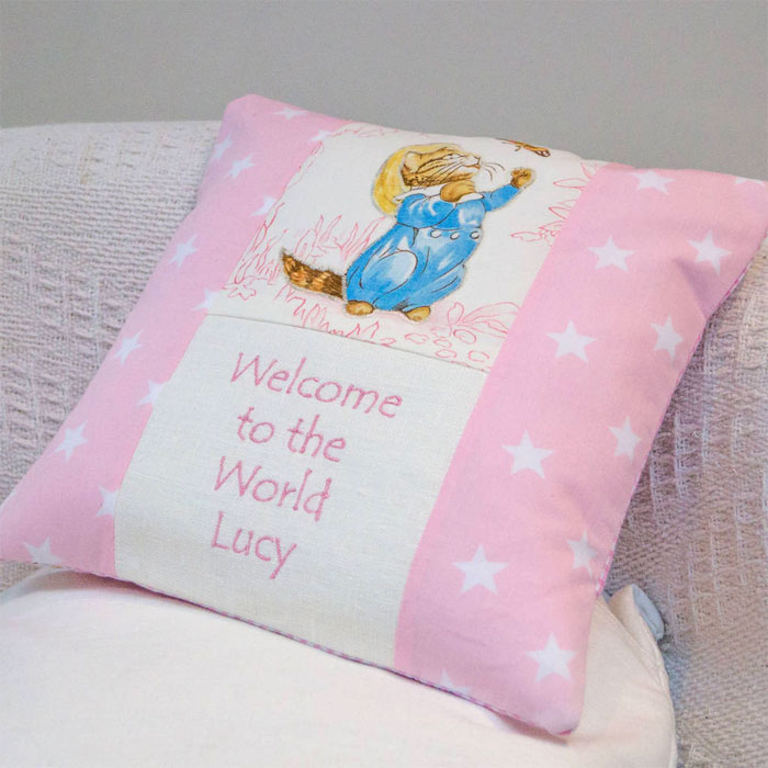 Beatrix Potter Welcome to the World Personalised Cushion