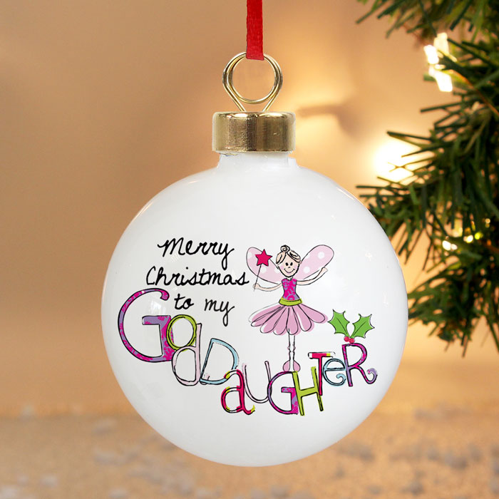 Exclusive Goddaughter Personalised Christmas Tree Bauble