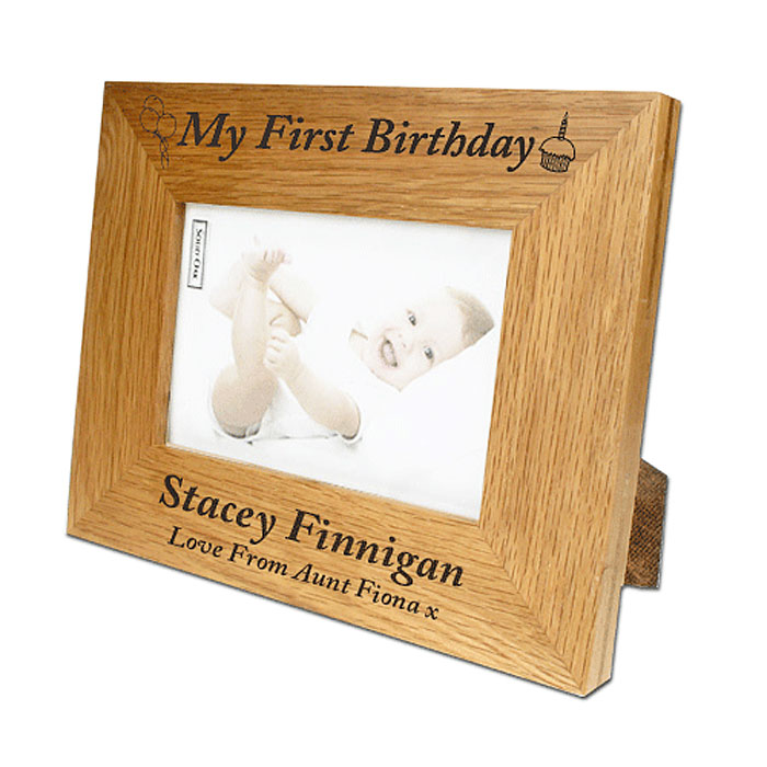 First Birthday Personalised Oak Photo Frame