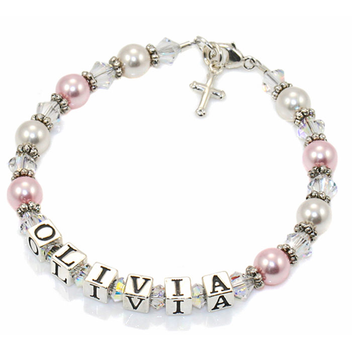 Silver and Pearl Name Bracelet