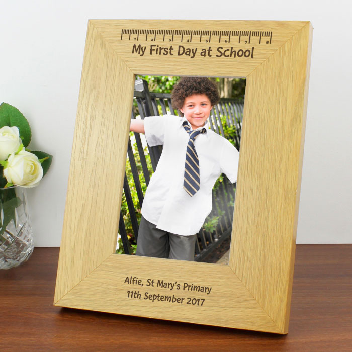 Personalised My First Day At School 6x4 Oak Finish Frame