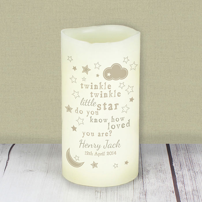 Personalised Twinkle Twinkle LED Candle Baby Night Light