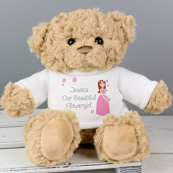 Personalised Fabulous Flower Girl Message Teddy Bear