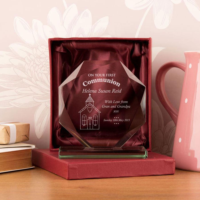 Engraved First Holy Communion Cut Glass Presentation Gift