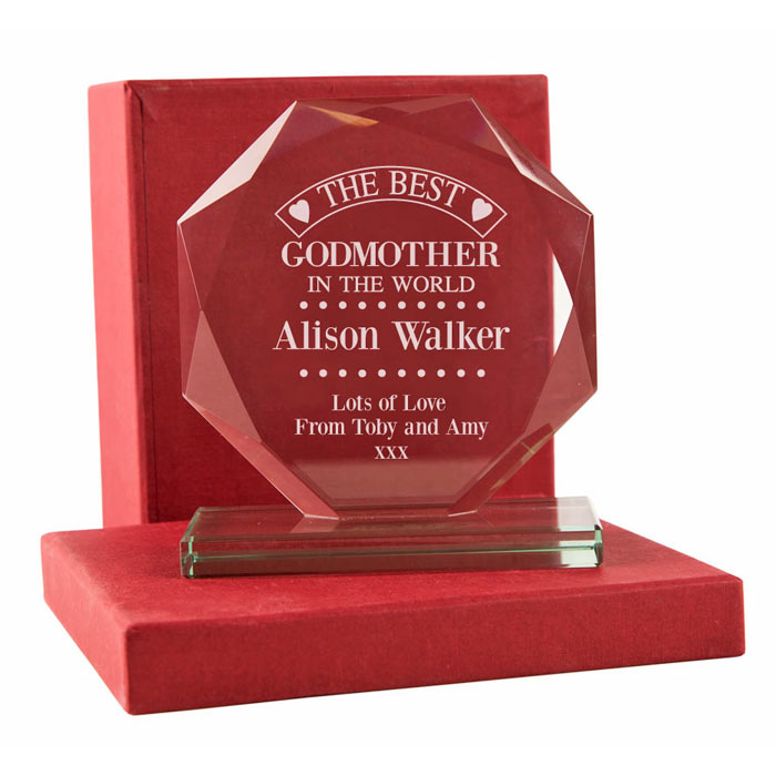 Engraved Best Godmother Cut Glass Presentation Gift