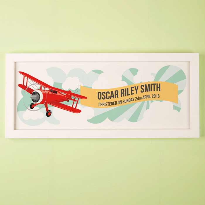 Large Childs Aeroplane Personalised Framed Print