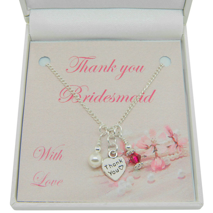 Silver Bridesmaid or Flower Girl Thank You Necklace