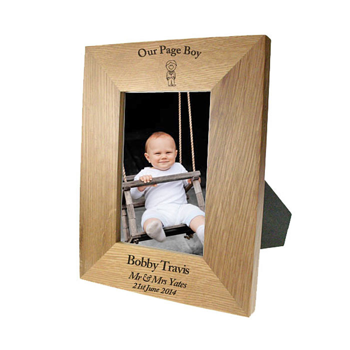 Personalised Solid Oak Portrait Page Boy Photo Frame 