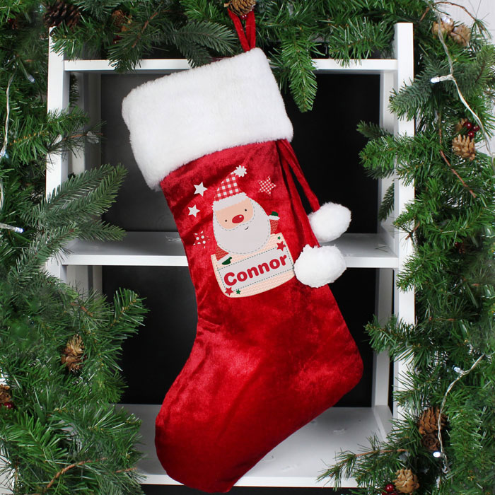 Personalised Pocket Santa Christmas Stocking