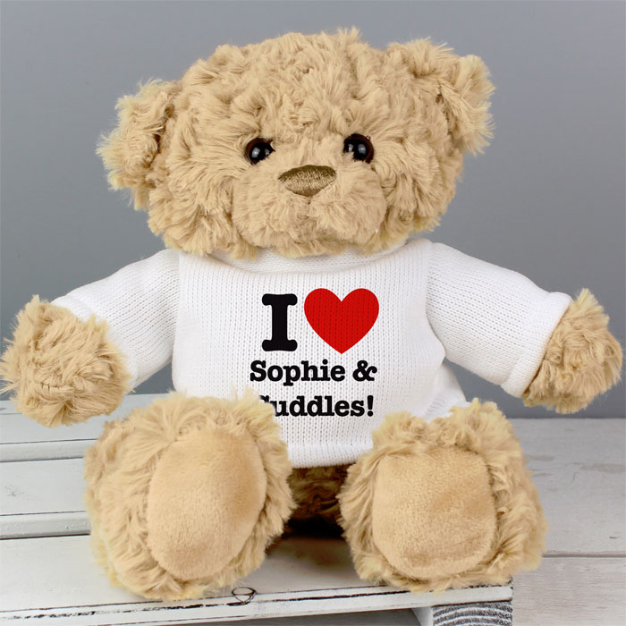 Teddy Bear With Personalised I Heart T Shirt