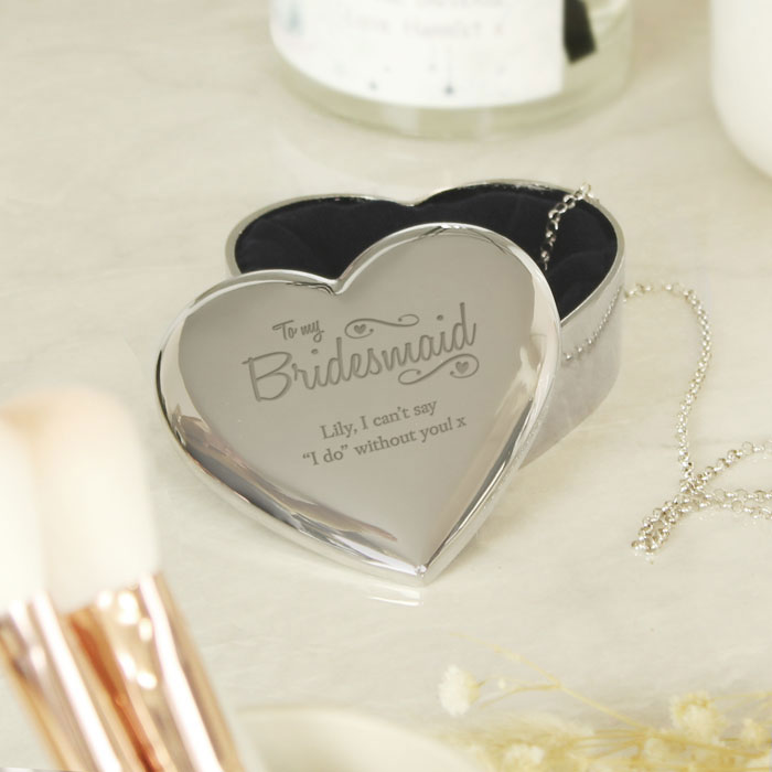 Personalised Bridesmaid Swirls and Hearts Trinket Box