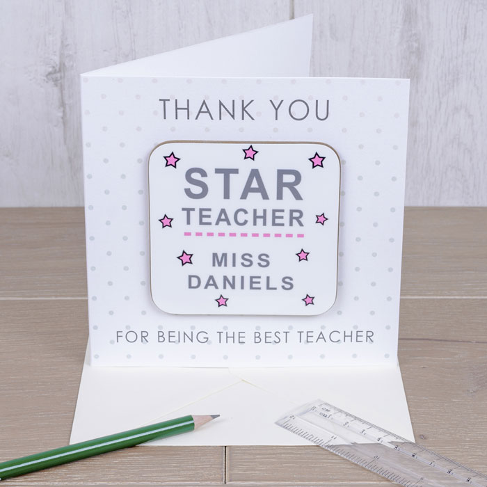 Star Teacher Personalised Coaster Card