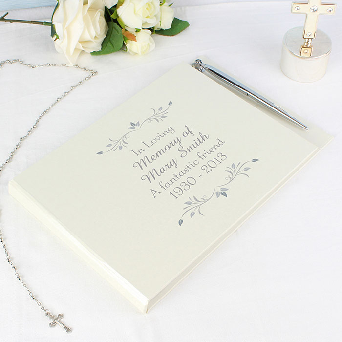 Personalised Sentiments Memorial Condolence Book and Pen