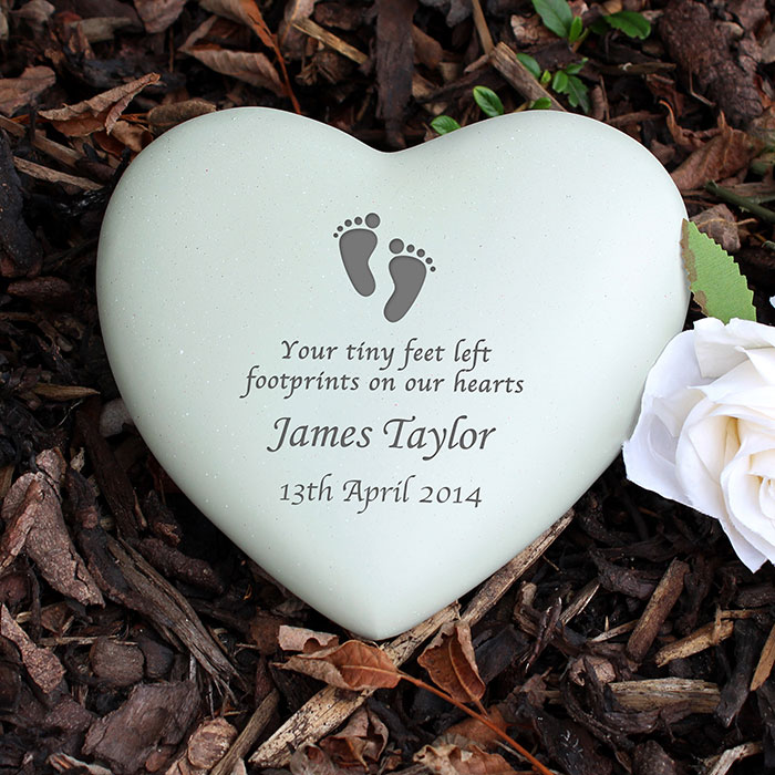 Personalised Footprints Resin Heart Baby Loss Memorial