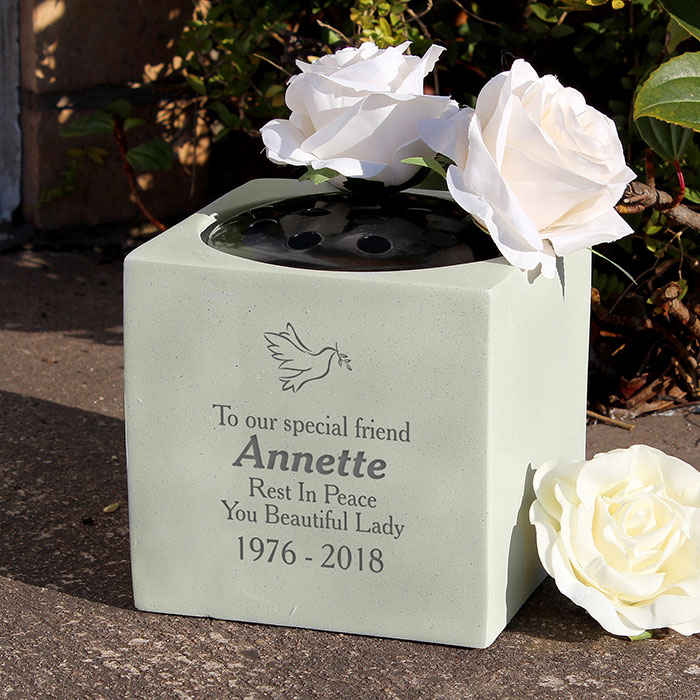 Personalised Dove Memorial Graveside Vase