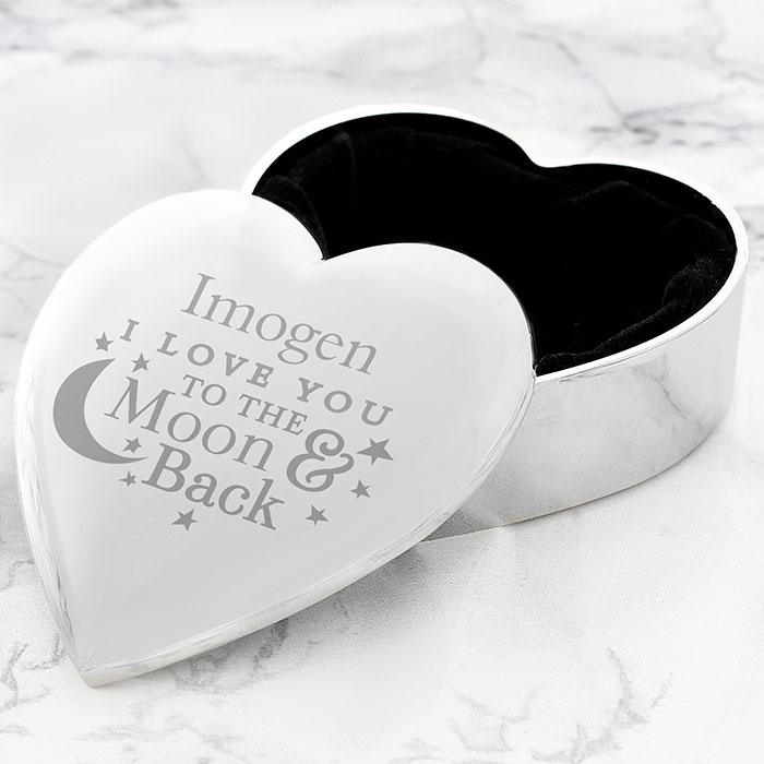 Personalised To The Moon & Back Heart Trinket Box