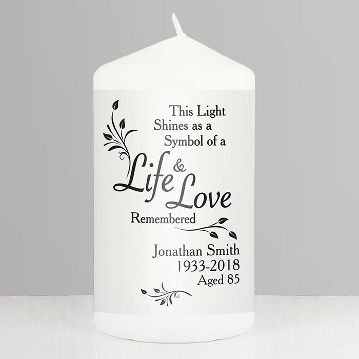 Personalised Life and Love Memorial Candle