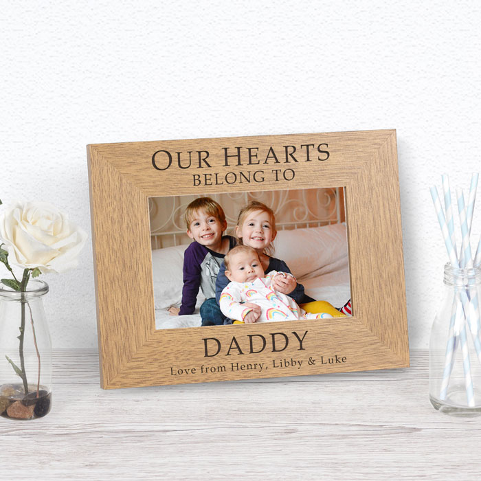 Personalised Our Hearts Belong To Daddy Photo Frame