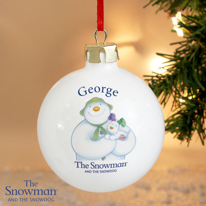 Personalised The Snowman and the Snowdog Tree Bauble