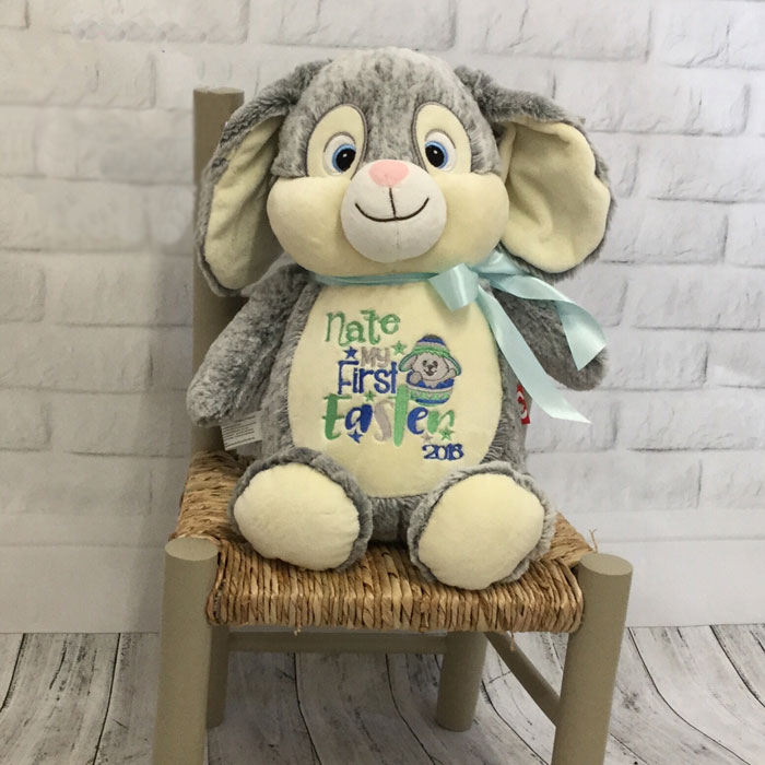 Personalised Grey Cubbies Easter Bunny Soft Toy