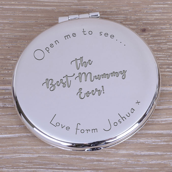 Personalised Silver Plated Round Best Ever Compact Mirror
