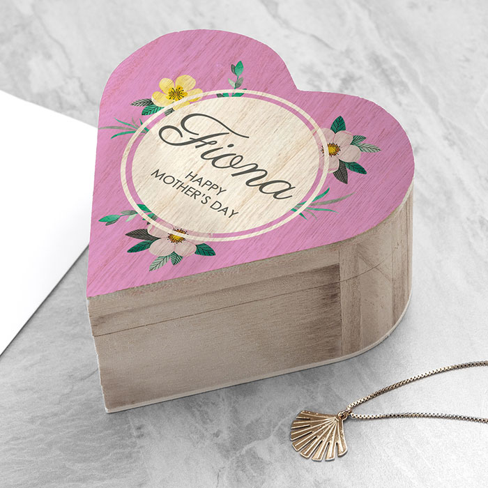 Personalised Wooden Mothers Day Heart Box