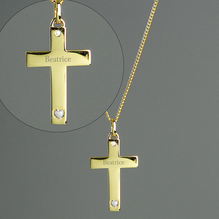 Personalised Gold Plated and Sterling Silver Cross Necklace
