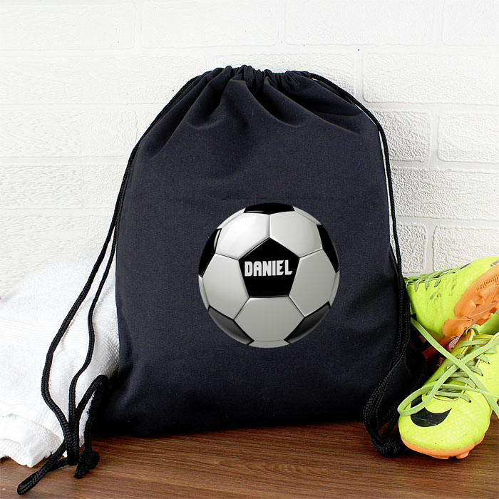 Boys Black Personalised Football Swim PE Kit School Bag