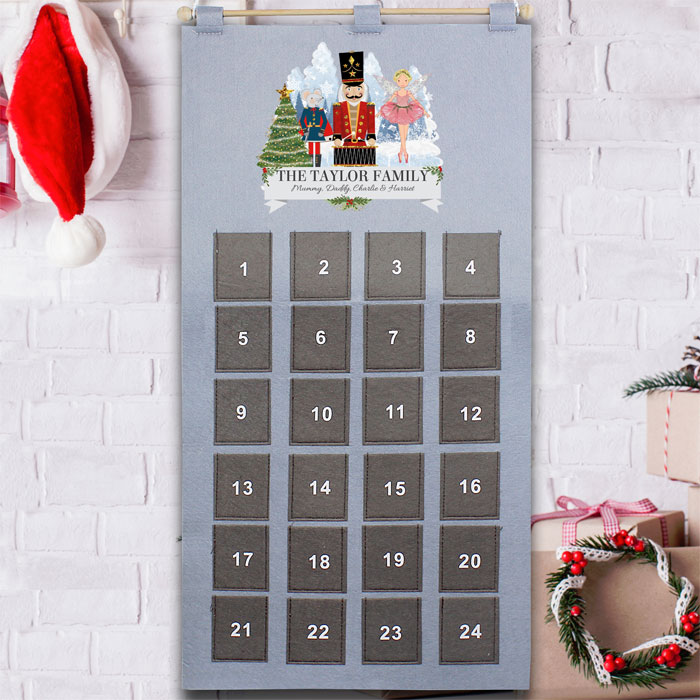 Kids Personalised Felt Nutcracker Pocket Advent Calendar