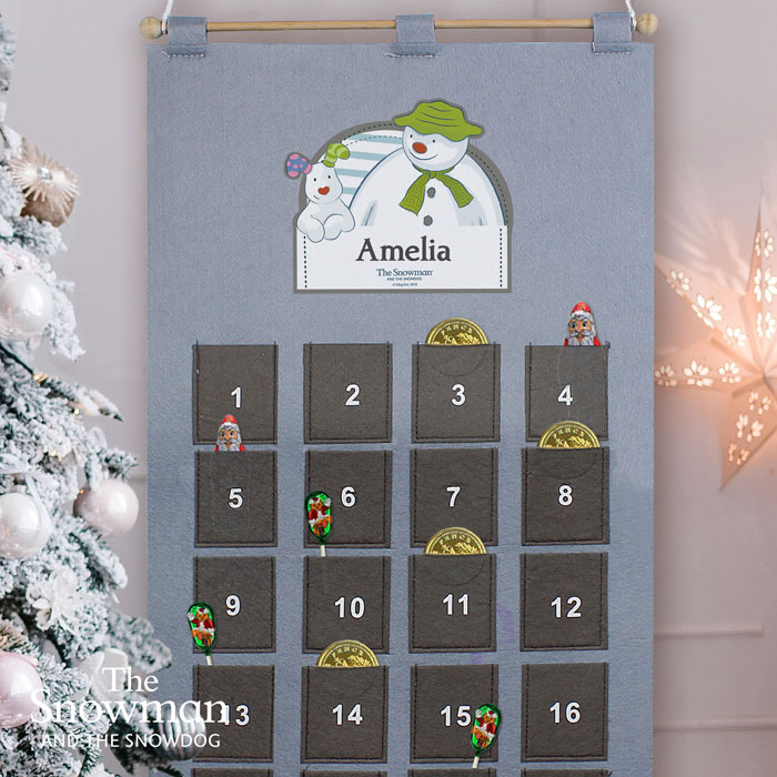 Personalised The Snowman Silver Fabric Advent Calendar