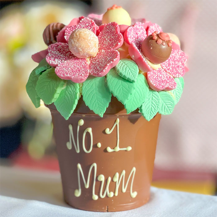 Personalised Belgian Chocolate Pink Smash Flower Pot