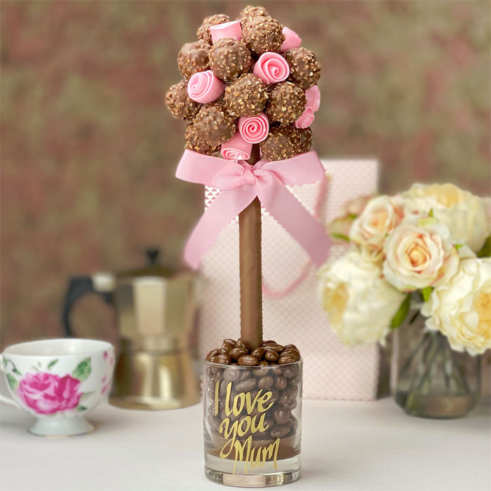 Personalised Ferrero Rocher Sweet Tree & Edible Pink Roses