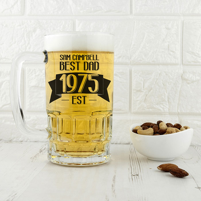Dad Established In Personalised Beer Glass Tankard