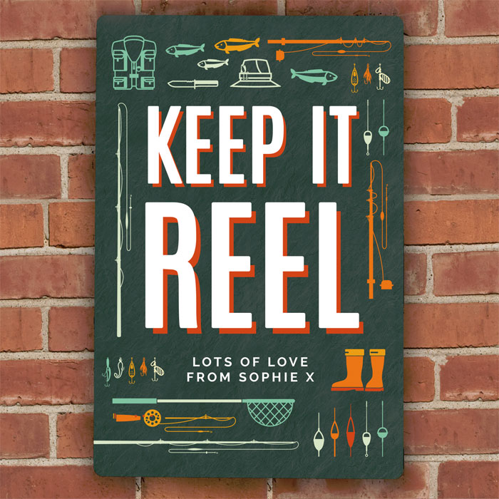 Personalised Keep It Reel Metal Fishing Sign