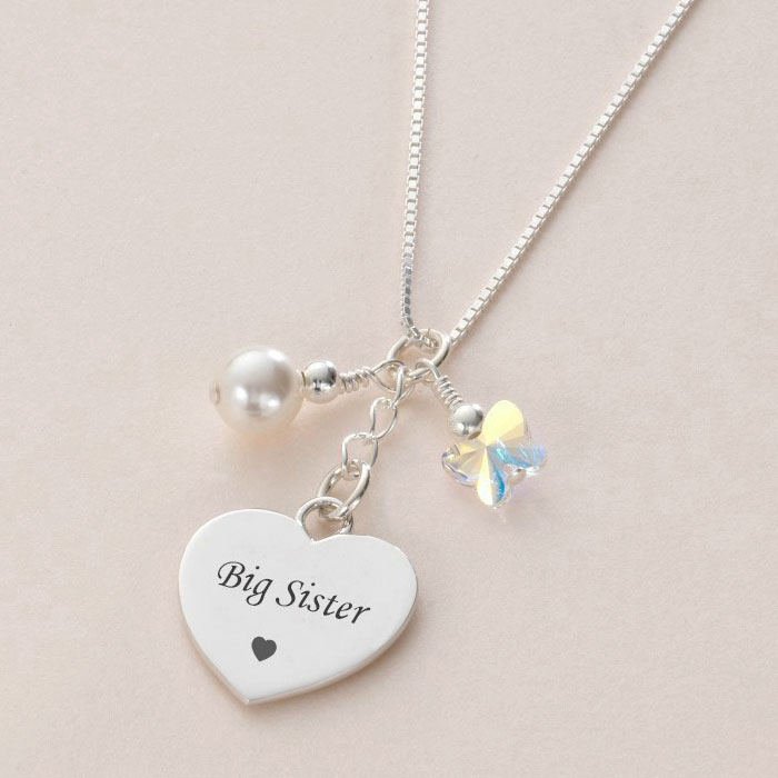 Sterling Silver Big Sister Heart Necklace