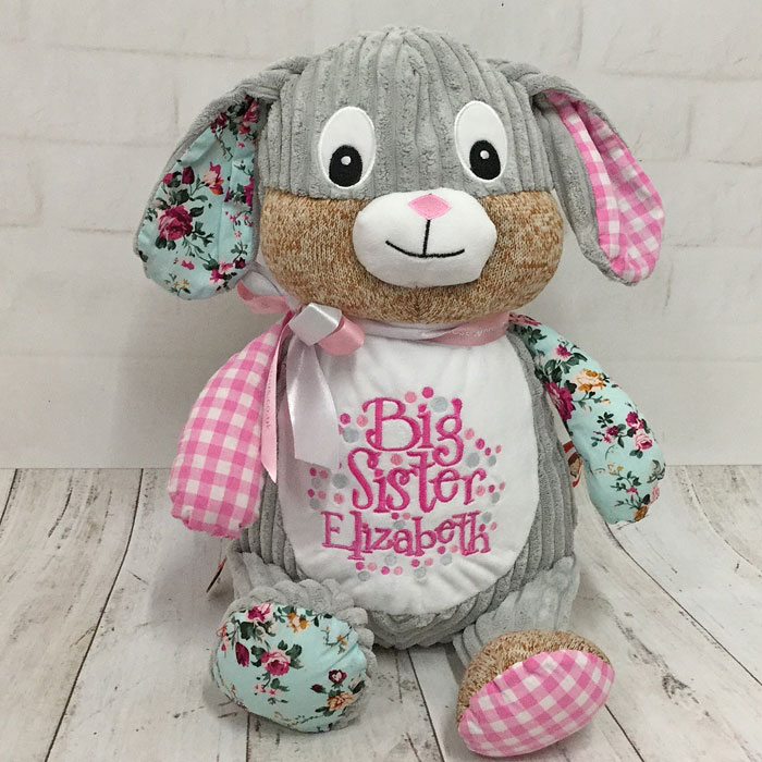 Personalised Cubbies Harlequin Pink Bunny Soft Toy