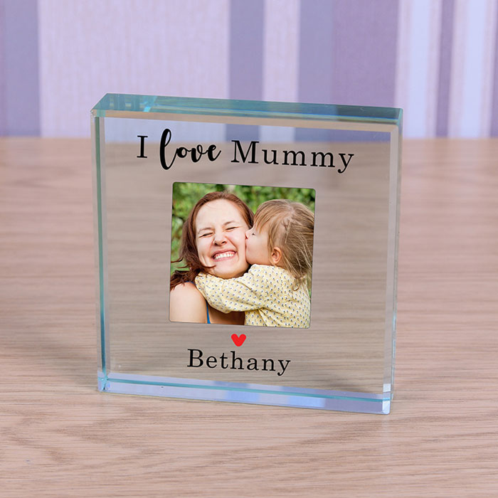 I Love Mummy Personalised Glass Photo Token