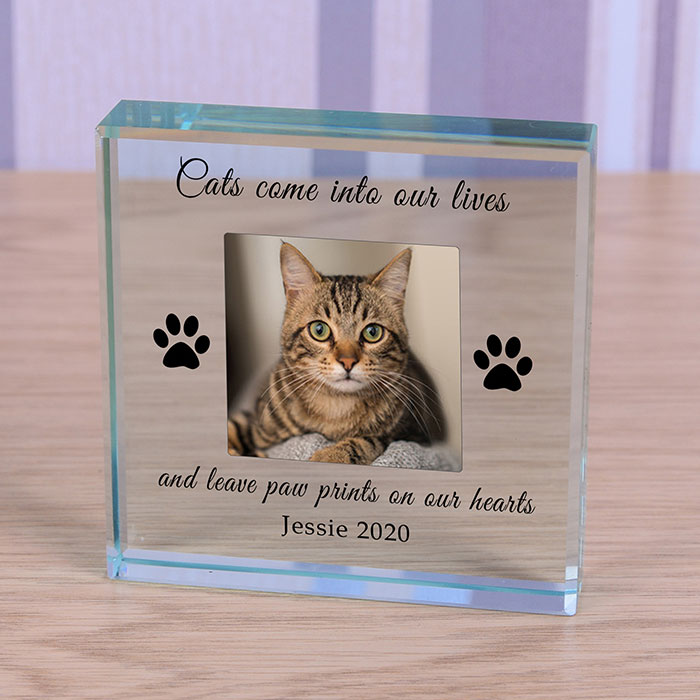 Personalised Glass Photo Cat Memorial Token