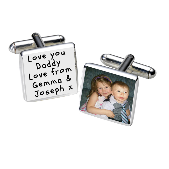 Personalised Engraved Photo Upload Cufflinks Any Text