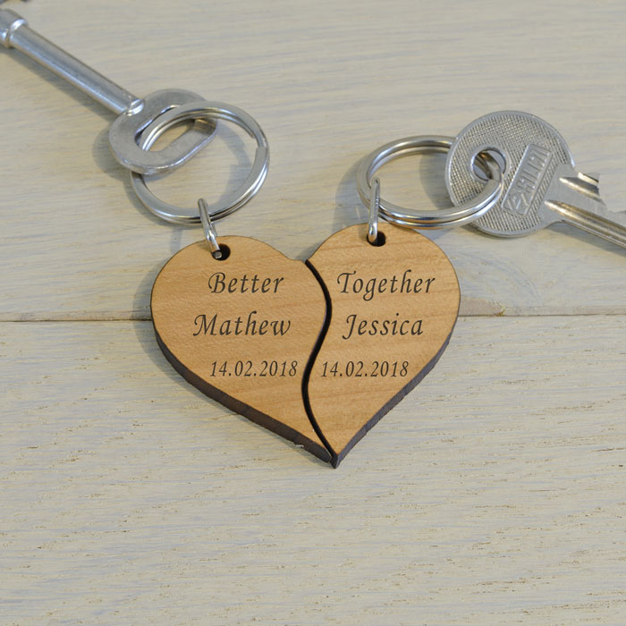 Personalised Wooden Key Ring Better Together