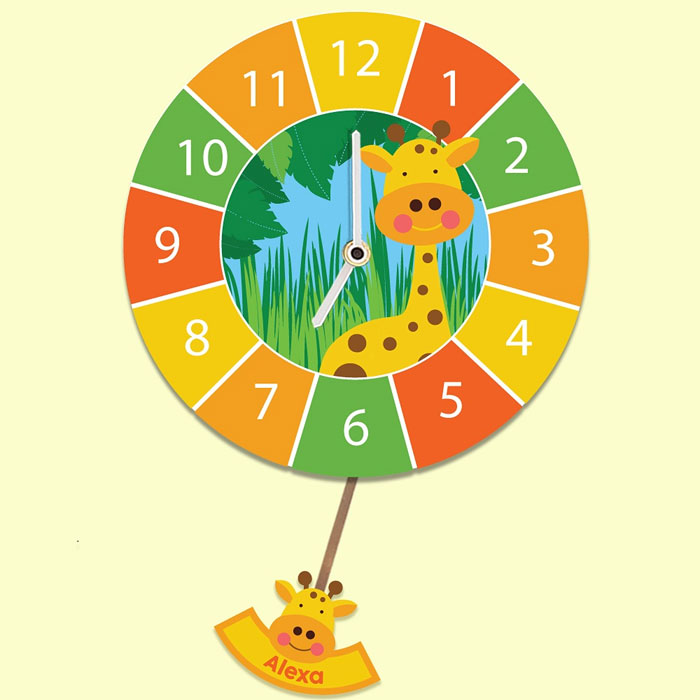 Personalised Giraffe Pendulum Silent Wall Clock
