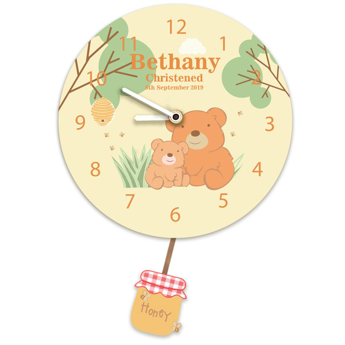 Teddy Bear Personalised Silent Tick Nursery Clock