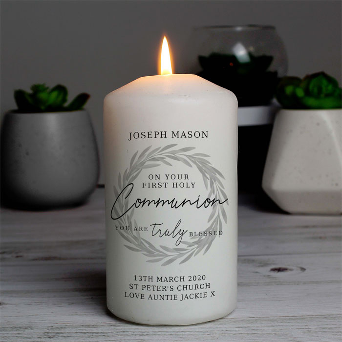 Personalised Truly Blessed First Holy Communion Candle