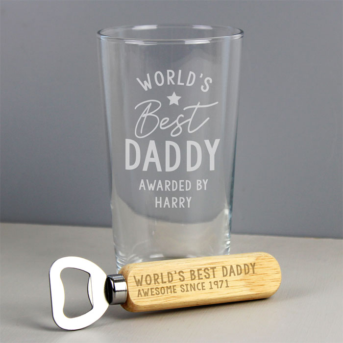 Personalised Worlds Best Pint Glass & Bottle Opener