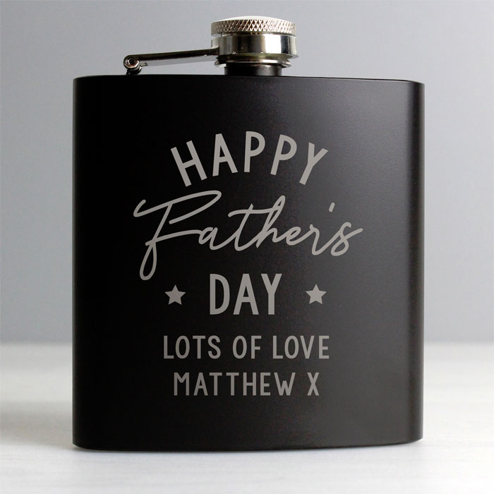 Personalised Fathers Day Black Hip Flask