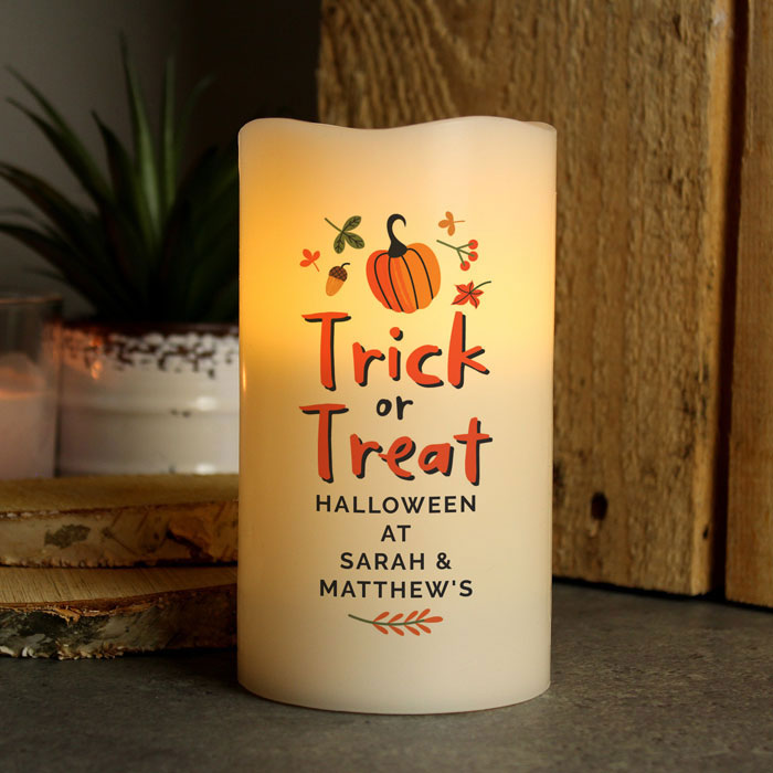 Personalised Trick or Treat LED Halloween Candle