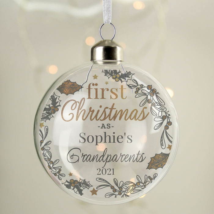 Personalised First Christmas As Glass Bauble