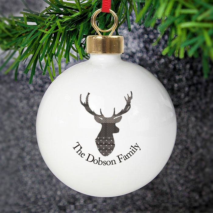 Personalised Highland Stag Traditional Bauble